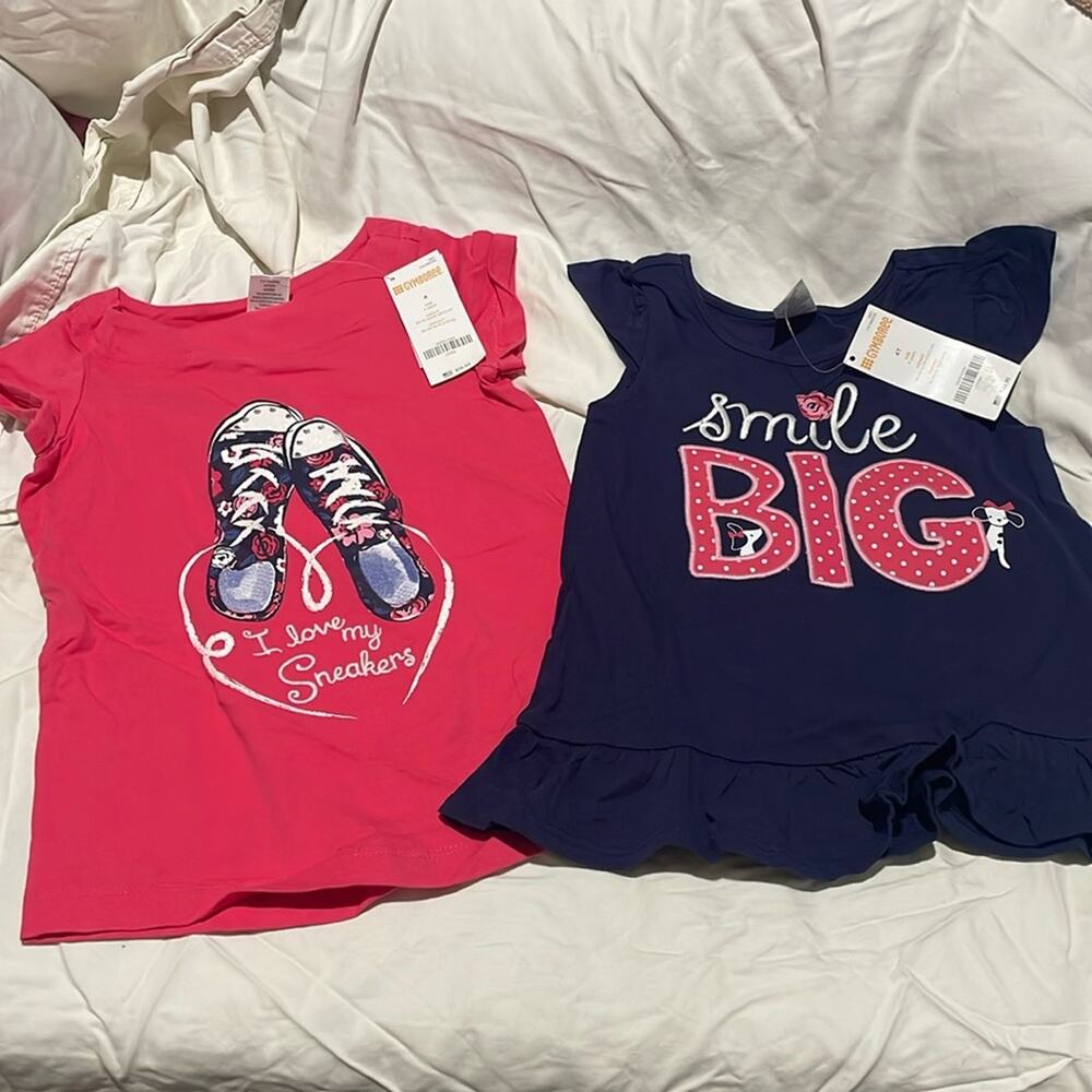 Gymboree 4/4t t shirt duo pink and blue nwt and perfect play school park